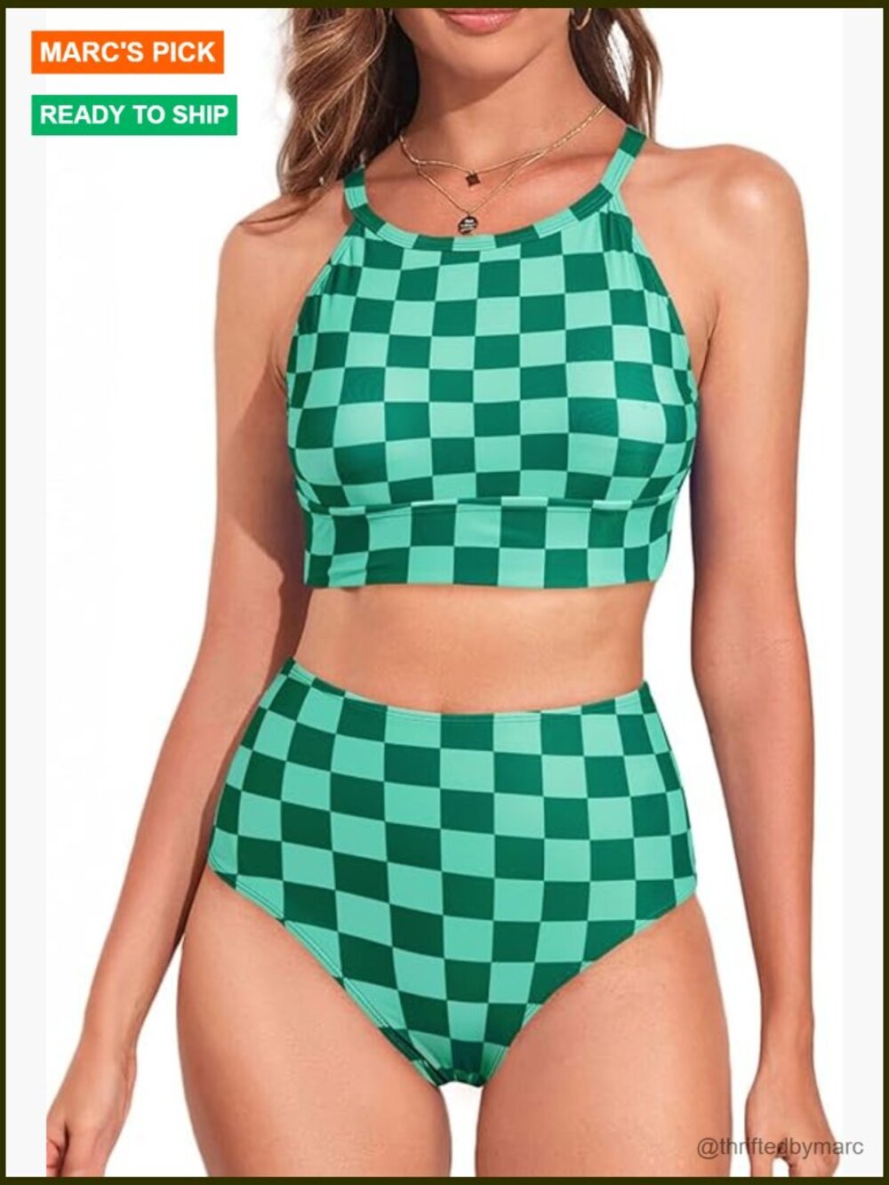 High Waisted Bikini Set with Crisscross Back Removable Pads Tummy Control
